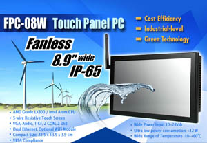 Avalue introduces the latest economical industrial-level 8.9inch fanless interactive touch panel PC, FPC-08W